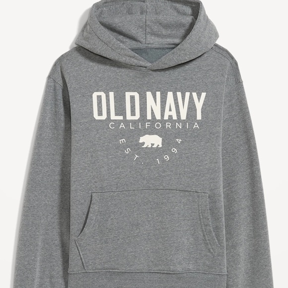 NWT OLD NAVY Logo-Graphic Pullover Hoodie Color: Original Gray - Picture 2 of 3